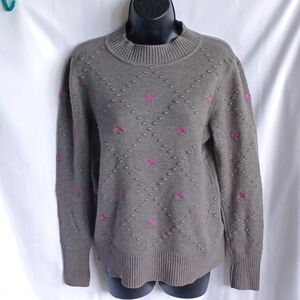 Aaeda Gray & Floral tight knit Textured sweater, Mock Turleneck, Soft